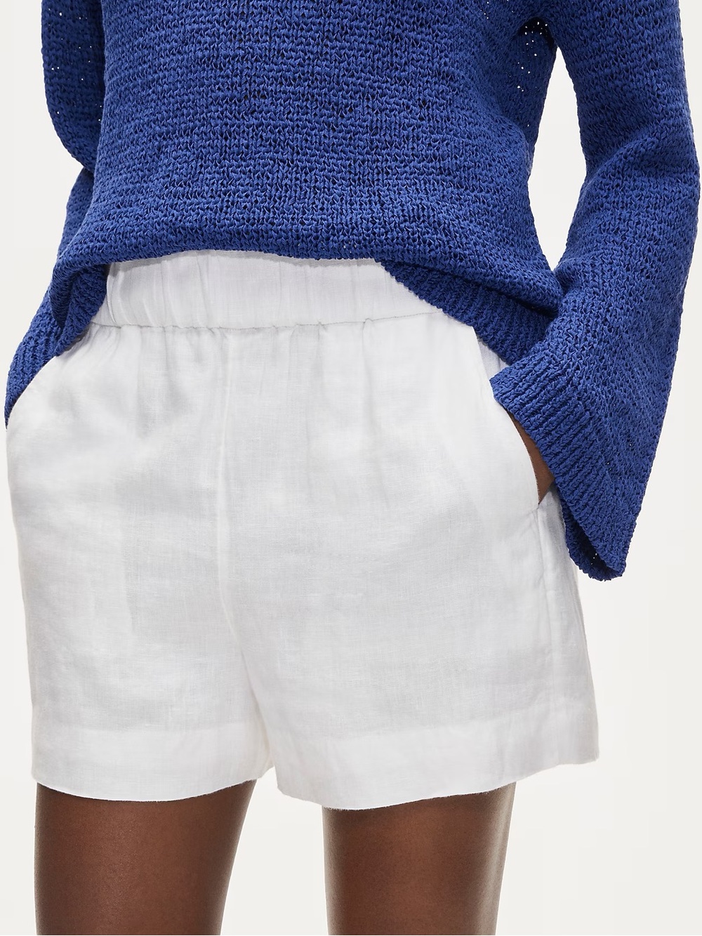 J. Crew Pull-On 100% Linen Tropez Short in White - Size S